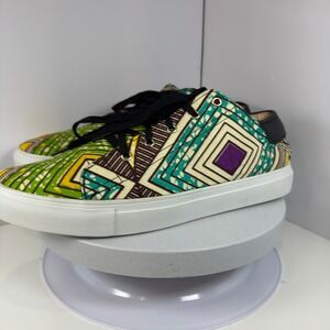 Karmod Geometric Print Low Top Sneakers Multicolor Canvas Size 10